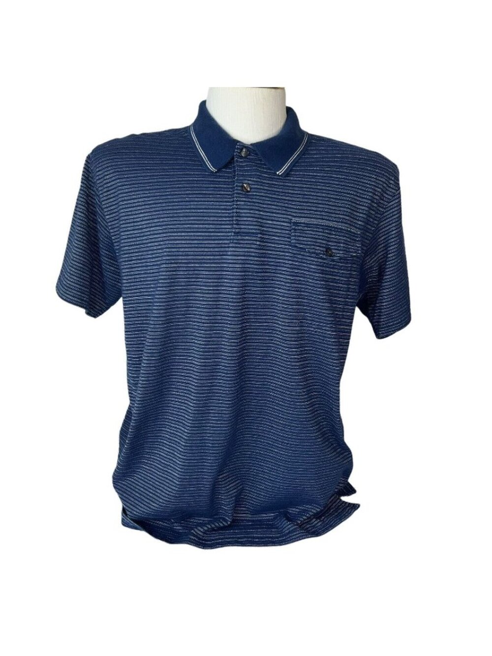 Tommy Hilfiger Golf Polo Shirt Mens Large Blue White Stripes Casual Active